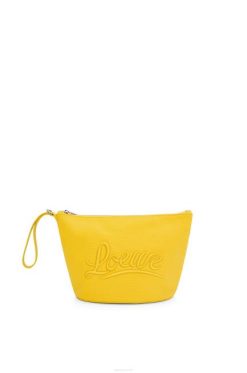 amarelo 80ZJ593 mulheres bolsa cosmética em lona e pele de bezerro Loewe