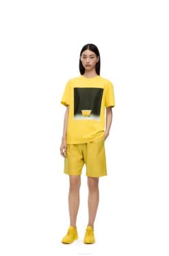 amarelo 80ZJ822 homens camiseta estampada de cerâmica em algodão Loewe