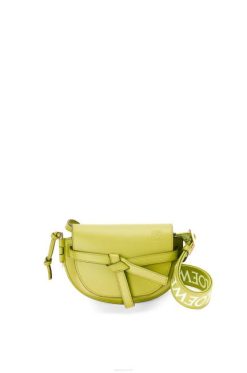 amarelo limão 80ZJ210 mulheres bolsa dupla mini gate em couro de bezerro macio e jacquard Loewe