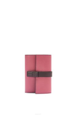 ameixa/chocolate 80ZJ1243 mulheres carteira vertical pequena em couro de bezerro granulado macio Loewe