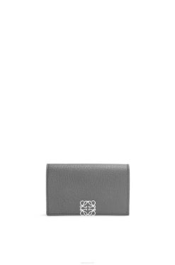 asfalto cinza 80ZJ1374 mulheres porta-cartão de visita anagrama em couro de bezerro granulado Loewe