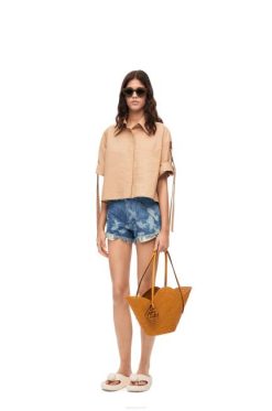 azul claro/branco 80ZJ1170 mulheres shorts de peixe em jeans Loewe