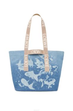 azul claro/natural 80ZJ67 homens fold shopper em jeans Loewe