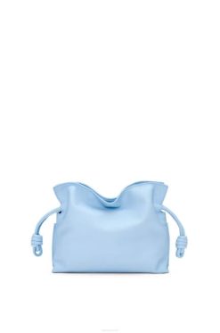 azul empoeirado 80ZJ330 mulheres mini clutch flamenca em couro de bezerro nappa Loewe