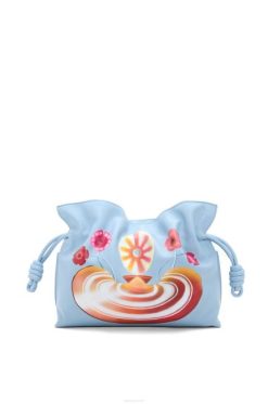 azul empoeirado 80ZJ361 mulheres clutch maruja mallo flamenco em couro de bezerro nappa Loewe