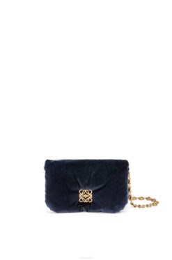 azul escuro 80ZJ250 mulheres bolsa mini puffer goya em veludo Loewe