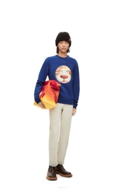 azul índigo 80ZJ841 mulheres moletom heen em algodão Loewe