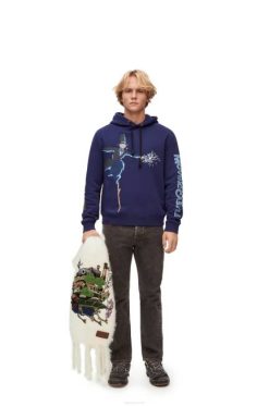 azul-marinho 80ZJ844 mulheres moletom cabeça de nabo em algodão Loewe