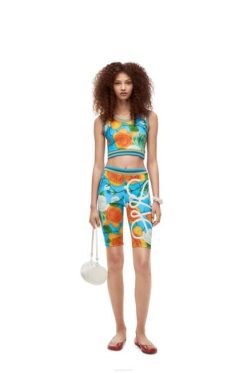 azul/multicolorido 80ZJ870 mulheres top de ciclismo roses em jersey técnico Loewe