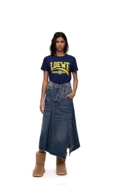 azul profundo 80ZJ837 mulheres camiseta em algodão Loewe