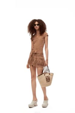 bege 80ZJ867 mulheres top polo de crochê em algodão Loewe