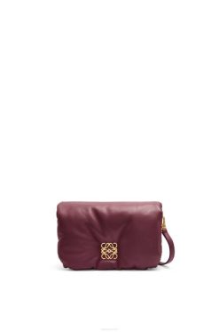 Borgonha 80ZJ251 mulheres Bolsa mini puffer goya em couro de cordeiro napa brilhante Loewe