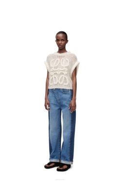 Braco suave 80ZJ774 mulheres colete anagrama em mohair Loewe