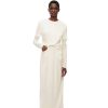 branco 80ZJ1093 mulheres vestido drapeado em jersey crepe Loewe