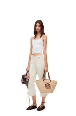 branco 80ZJ787 mulheres regata anagrama em algodão e viscose Loewe