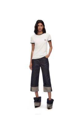 branco 80ZJ797 mulheres t-shirt slim fit em algodão Loewe