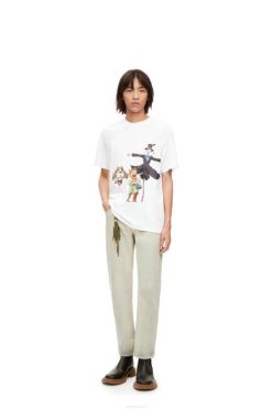 branco 80ZJ831 homens T-shirt Heen, Markl e Cabeça de Nabo em algodão Loewe