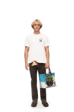 branco 80ZJ845 mulheres t-shirt heen anagrama em algodão Loewe