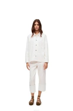 branco 80ZJ876 mulheres overshirt anagrama em jeans Loewe