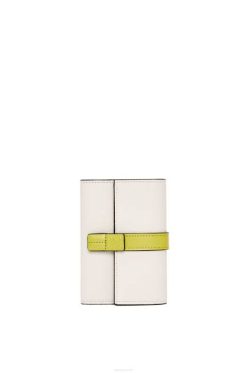 branco suave/amarelo limão 80ZJ1228 mulheres carteira vertical pequena em couro de bezerro granulado macio Loewe