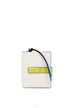 branco suave/amarelo limão 80ZJ1229 mulheres carteira compacta com zíper em couro de bezerro granulado macio Loewe