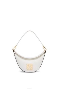 branco suave/natural 80ZJ449 mulheres bolsa luna pequena em couro de bezerro acetinado Loewe