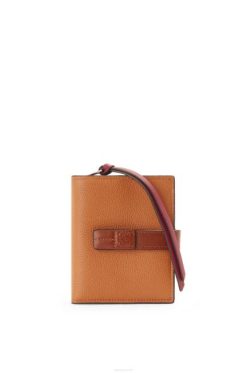 caramelo claro/pecã 80ZJ1257 mulheres carteira compacta com zíper em couro de bezerro granulado macio Loewe