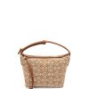 castanho/pecã 80ZJ504 mulheres bolsa cubi pequena em jacquard anagrama e couro de bezerro Loewe