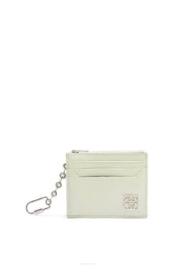 céu claro 80ZJ1417 mulheres Porta-cartões quadrado anagrama em couro de bezerro granulado com corrente Loewe