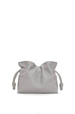 cinza pérola 80ZJ328 mulheres mini clutch flamenca em couro de bezerro nappa Loewe