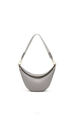 cinza pérola 80ZJ476 mulheres bolsa luna pequena em couro de bezerro acetinado e jacquard Loewe