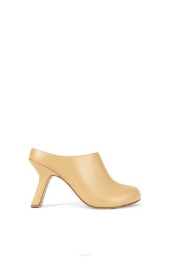 corretivo médio 80ZJ741 mulheres tamanco salto terra em couro de bezerro Loewe