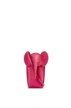 esmalte vermelho rubi 80ZJ604 mulheres bolso de elefante em couro de bezerro clássico Loewe