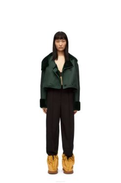 garrafa verde 80ZJ1132 mulheres jaqueta desconstruída em shearling Loewe