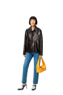 jeans azul 80ZJ1200 mulheres calça jeans com bolso anagrama em denim lavado pedra Loewe