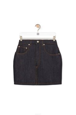 jeans cru 80ZJ1184 mulheres mini saia curvada em jeans Loewe