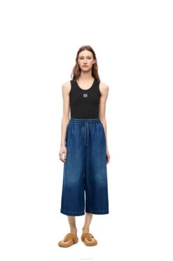 jeans lavado 80ZJ1194 mulheres calça cropped em jeans Loewe