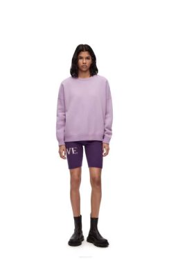 lavanda 80ZJ1000 mulheres suéter gola redonda oversize em caxemira Loewe