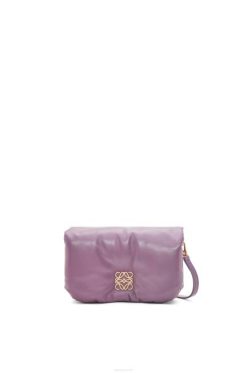 lavanda 80ZJ322 mulheres Bolsa mini puffer goya em couro de cordeiro napa brilhante Loewe