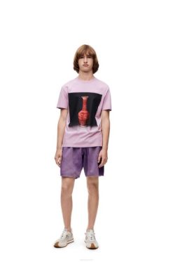 lilás 80ZJ819 homens camiseta estampada de cerâmica em algodão Loewe