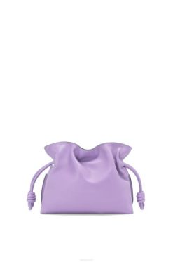 lilás claro 80ZJ204 mulheres mini clutch flamenca em couro de bezerro nappa Loewe