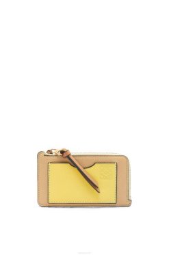manteiga/limão pálido 80ZJ1343 mulheres Porta-moedas em couro de bezerro granulado macio Loewe