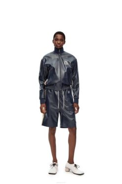 marinho/amarelo 80ZJ1121 mulheres jaqueta de treino em napa Loewe