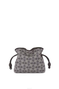 marinho/preto 80ZJ292 mulheres mini clutch flamenca em jacquard anagrama e couro de bezerro Loewe