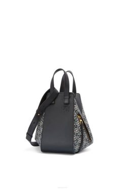 marinho/preto 80ZJ520 mulheres bolsa pequena rede em jacquard anagrama e couro de bezerro Loewe