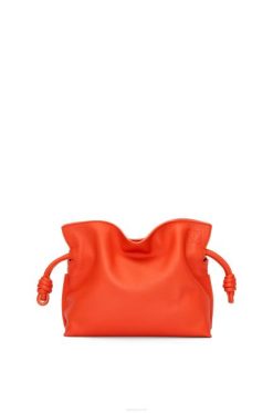 nascer do sol laranja 80ZJ320 mulheres mini clutch flamenca em couro de bezerro nappa Loewe