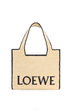 natural 80ZJ34 mulheres bolsa fonte grande em ráfia Loewe