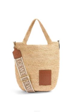 natural/bronzeado 80ZJ10 mulheres bolsa mini fenda em ráfia e couro de bezerro Loewe