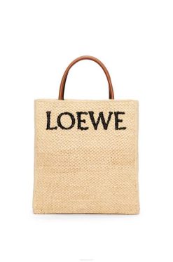 natural/preto 80ZJ75 mulheres bolsa tote padrão a4 em ráfia Loewe