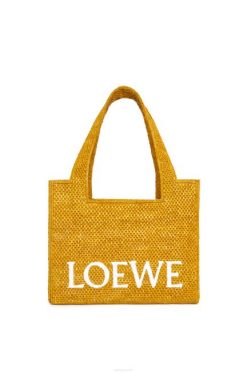 ocre 80ZJ13 mulheres bolsa fonte média em ráfia Loewe